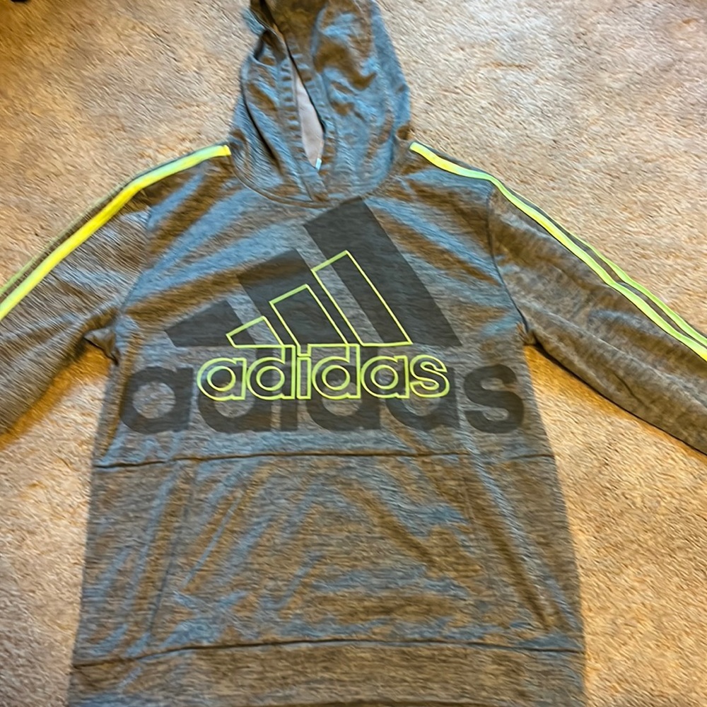Gray and green boys Adidas hoodie XL